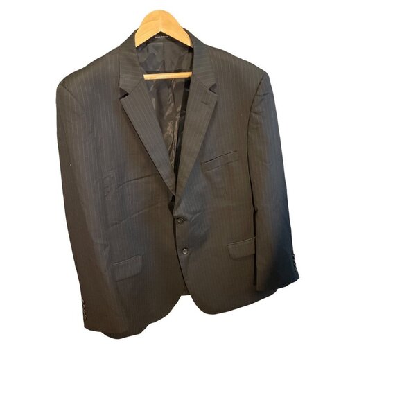 Pronto Uomo Mens Black Pinstripe Wool Suit Coat Jacket Sz 50 - Picture 1 of 11